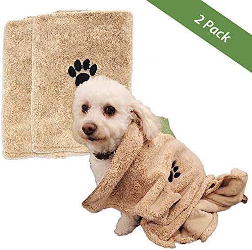 זליקה מגבות ייבוש אמבט לכלבים / מגבות מקלחת סופגות במיוחד לכלבים קטנים לחיות מחמד | מגבת כלבים חומה